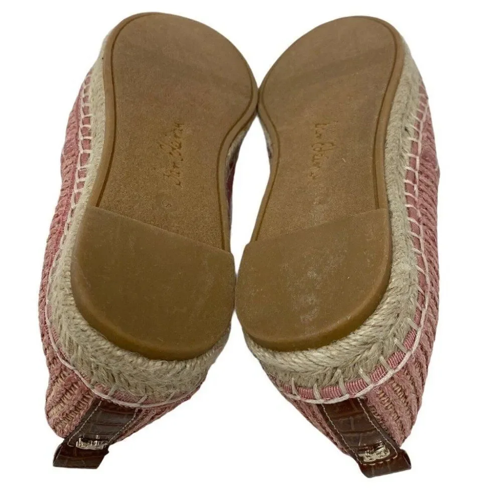 Sam Edelman‎ Espadrille Flats Slip-On Khloe Loafers Knit Pink Gold